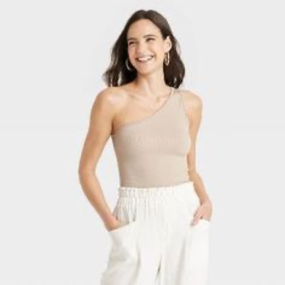 Womens Slim Fit Seamless One Shoulder Tank- A New Day